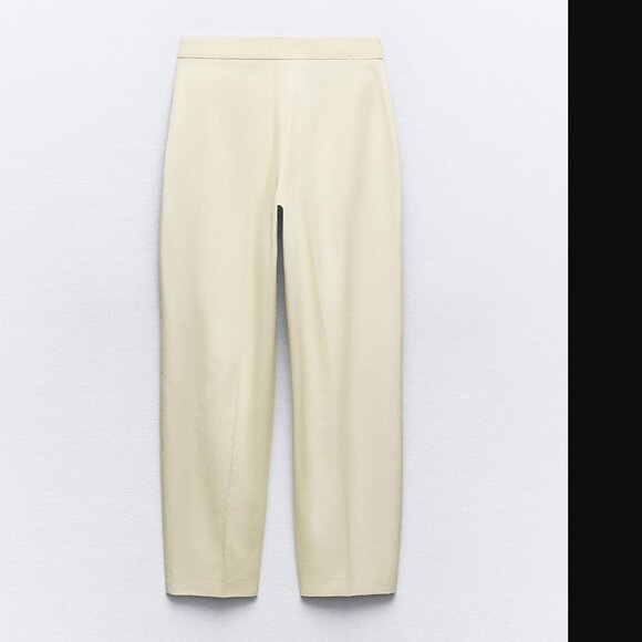 ZARA WOMEN ECRU HIGH RISE PANTS WITH VALVES SIZE S NWOT - Picture 4 of 6